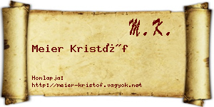 Meier Kristóf névjegykártya